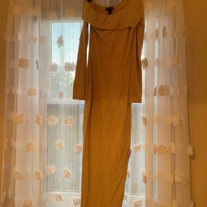 PrettyLittleThing Tan Cowl Neck Long Sleeve Gown